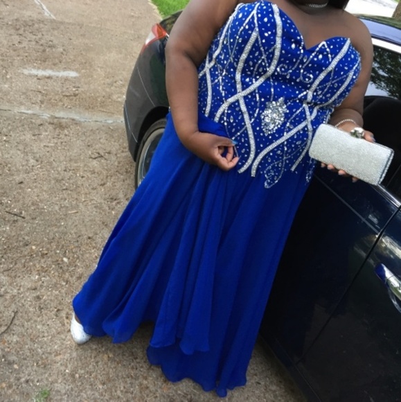 Plus Size Royal Blue Prom Dress - Picture 2 of 2